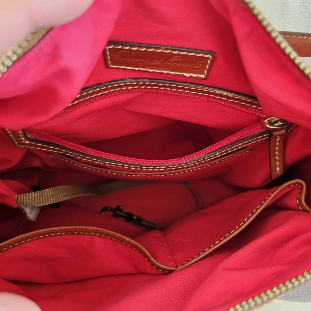 Dooney & Bourke Taupe & Brown Pebble Grain Leather Shoulder Bag